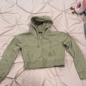 Brandy Melville Tan Cropped Hoodie Jacket